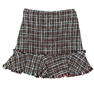 AYLA Mini Skirt Size Small Fit Flare Woven Burgundy Tweed‎ Woven Preppy Romantic